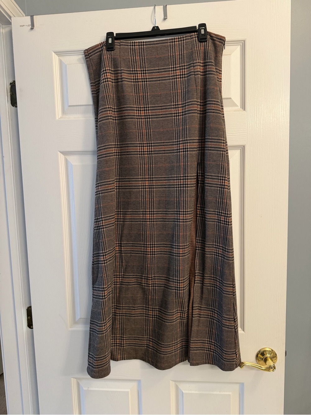 Plaid Maxi Skirt in Brown